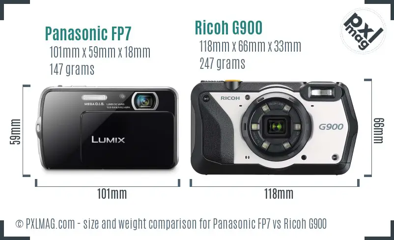 Panasonic FP7 vs Ricoh G900 size comparison