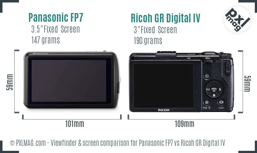 Panasonic FP7 vs Ricoh GR Digital IV Screen and Viewfinder comparison Panasonic FP7 vs Ricoh GR Digital IV Screen and Viewfinder comparison