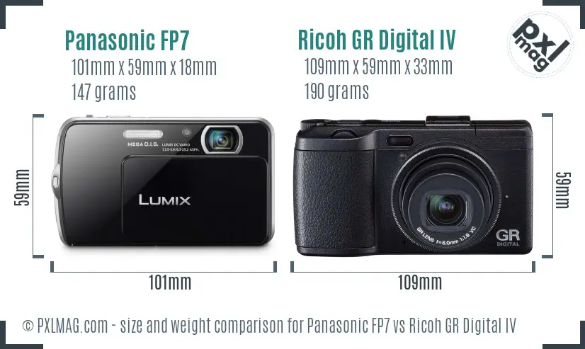 Panasonic FP7 vs Ricoh GR Digital IV size comparison Panasonic FP7 vs Ricoh GR Digital IV size comparison