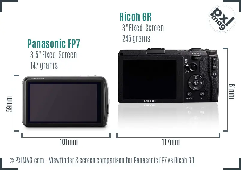 Panasonic FP7 vs Ricoh GR Screen and Viewfinder comparison