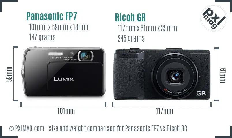 Panasonic FP7 vs Ricoh GR size comparison