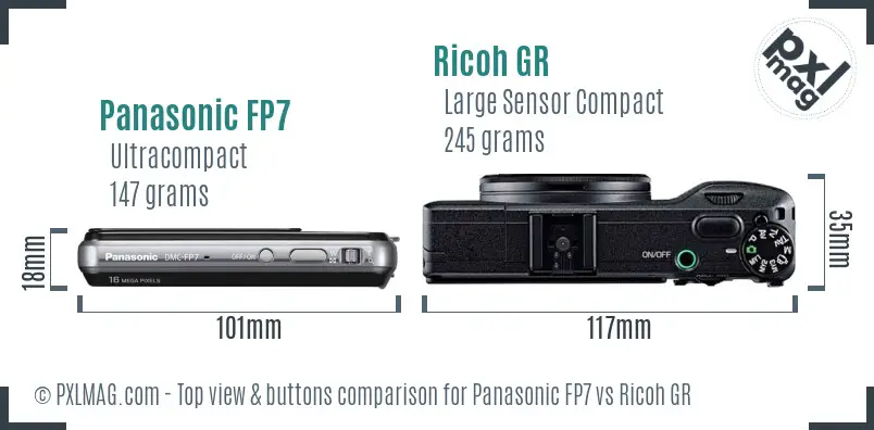 Panasonic FP7 vs Ricoh GR top view buttons comparison