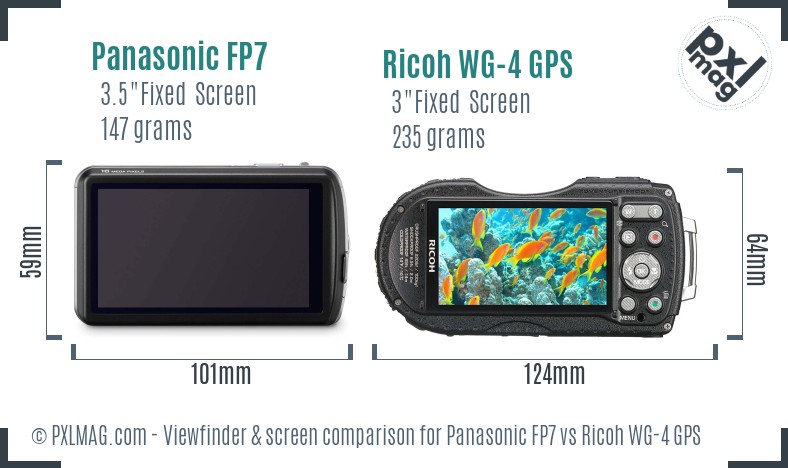 Panasonic FP7 vs Ricoh WG-4 GPS Screen and Viewfinder comparison