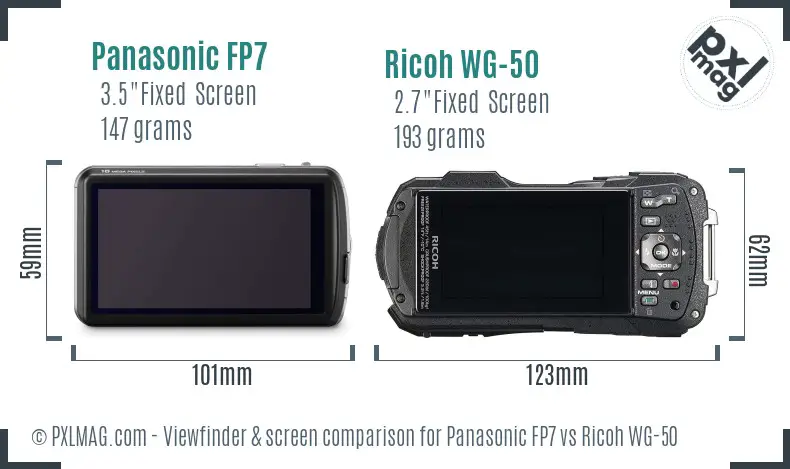 Panasonic FP7 vs Ricoh WG-50 Screen and Viewfinder comparison