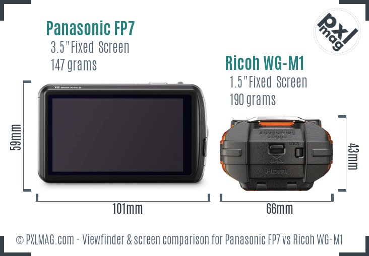 Panasonic FP7 vs Ricoh WG-M1 Screen and Viewfinder comparison