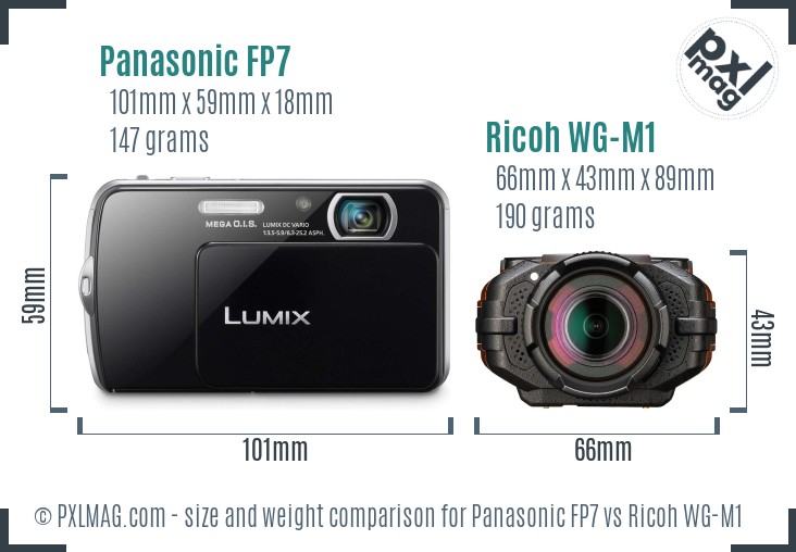 Panasonic FP7 vs Ricoh WG-M1 size comparison Panasonic FP7 vs Ricoh WG-M1 size comparison