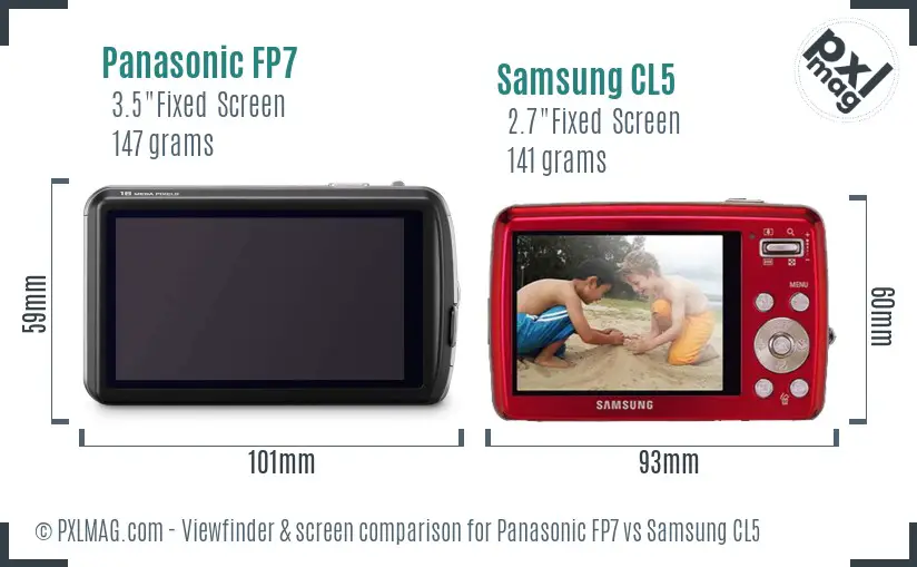 Panasonic FP7 vs Samsung CL5 Screen and Viewfinder comparison