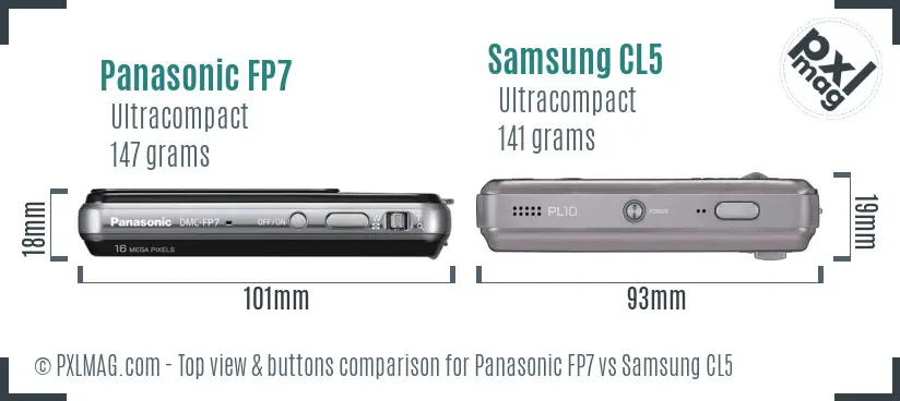 Panasonic FP7 vs Samsung CL5 top view buttons comparison