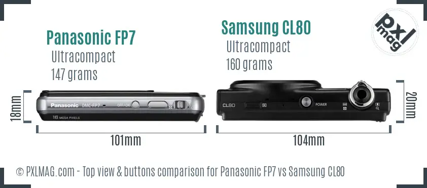 Panasonic FP7 vs Samsung CL80 top view buttons comparison