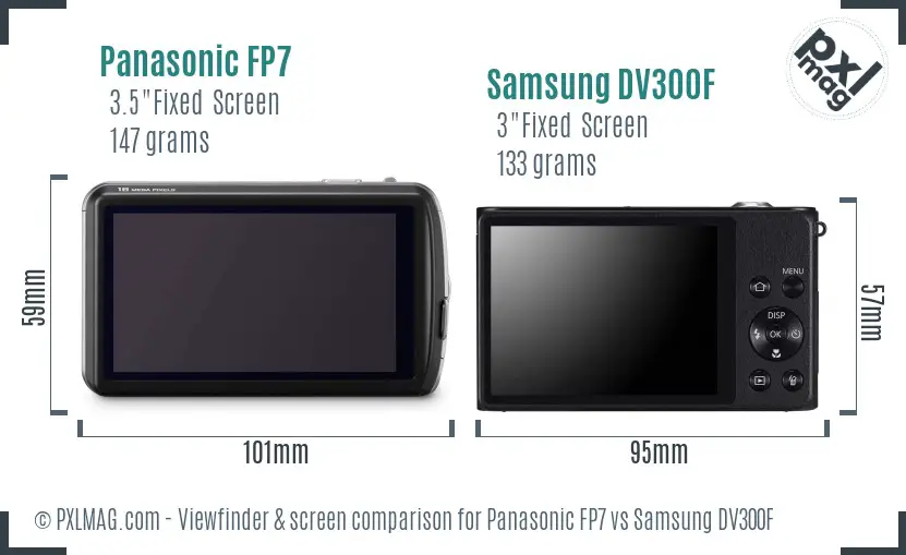 Panasonic FP7 vs Samsung DV300F Screen and Viewfinder comparison