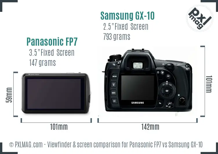 Panasonic FP7 vs Samsung GX-10 Screen and Viewfinder comparison