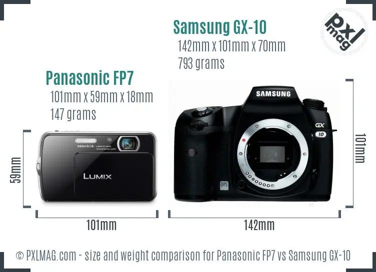 Panasonic FP7 vs Samsung GX-10 size comparison
