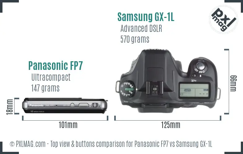 Panasonic FP7 vs Samsung GX-1L top view buttons comparison