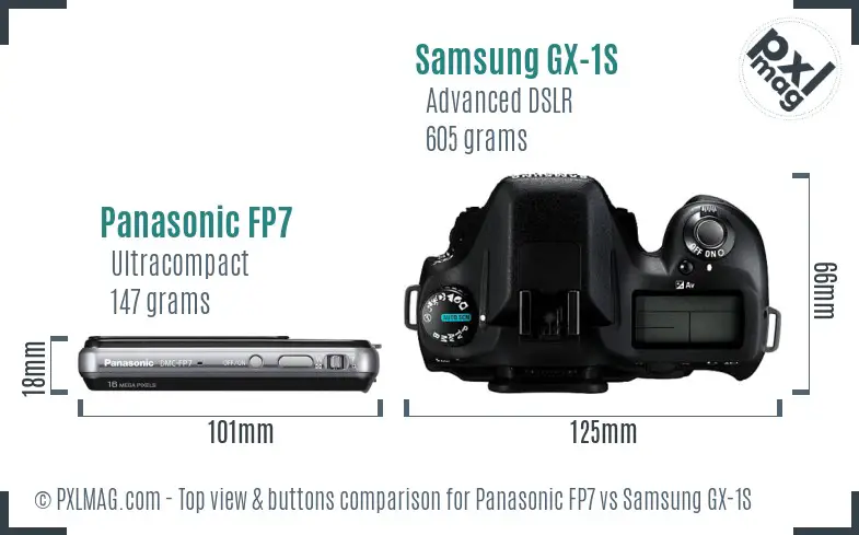 Panasonic FP7 vs Samsung GX-1S top view buttons comparison