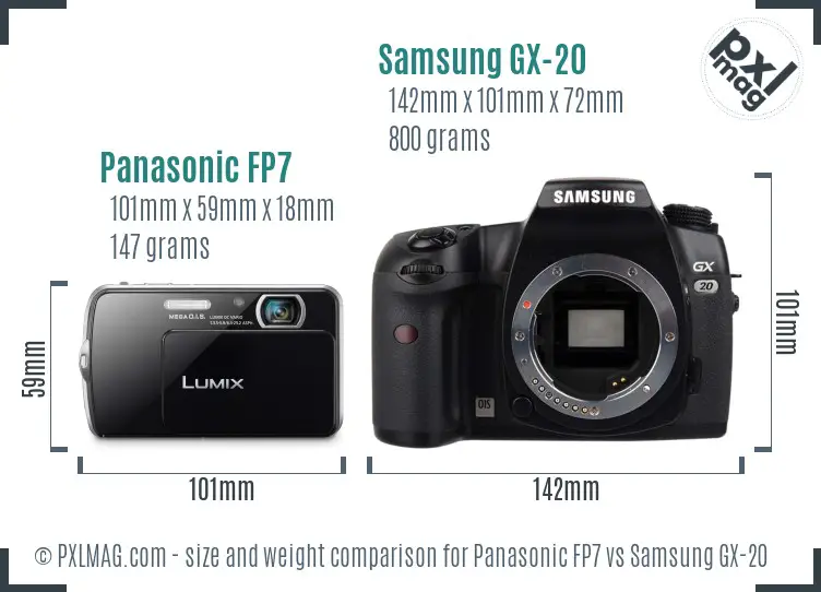 Panasonic FP7 vs Samsung GX-20 size comparison