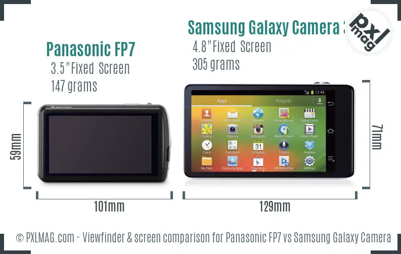 Panasonic FP7 vs Samsung Galaxy Camera 3G Screen and Viewfinder comparison