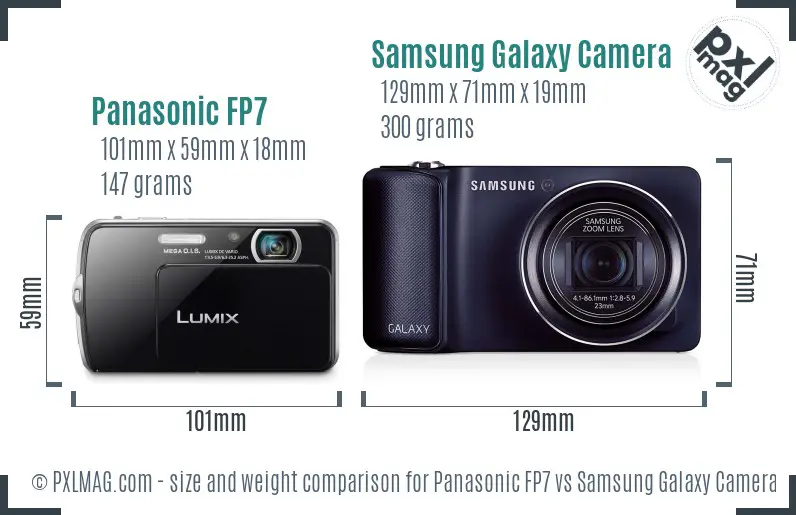 Panasonic FP7 vs Samsung Galaxy Camera size comparison