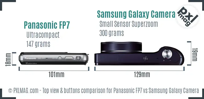 Panasonic FP7 vs Samsung Galaxy Camera top view buttons comparison