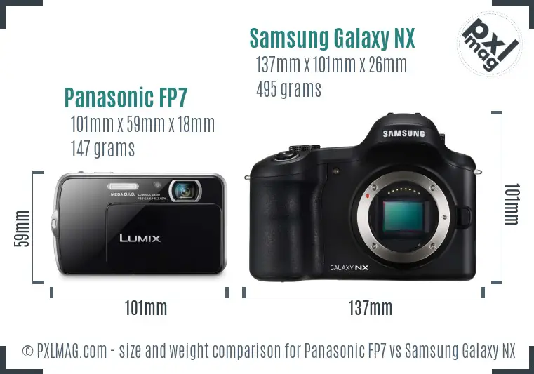 Panasonic FP7 vs Samsung Galaxy NX size comparison