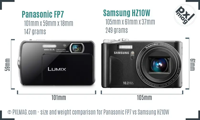 Panasonic FP7 vs Samsung HZ10W size comparison Panasonic FP7 vs Samsung HZ10W size comparison