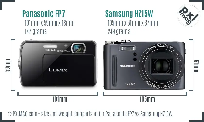 Panasonic FP7 vs Samsung HZ15W size comparison