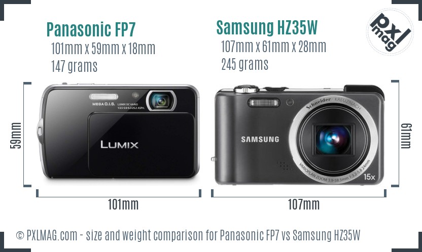 Panasonic FP7 vs Samsung HZ35W size comparison