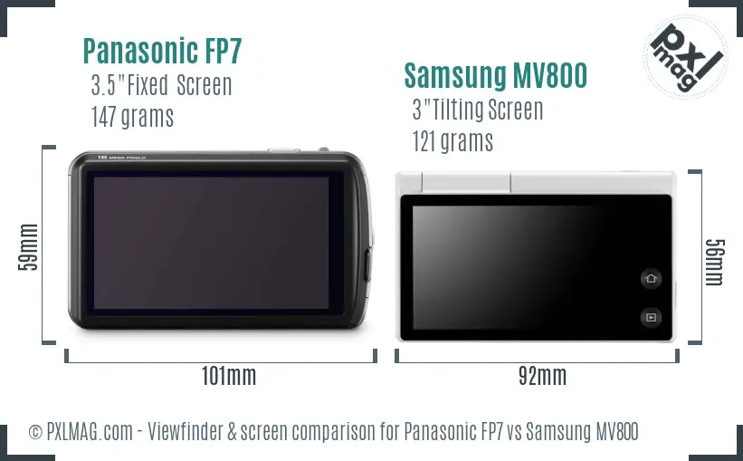 Panasonic FP7 vs Samsung MV800 Screen and Viewfinder comparison