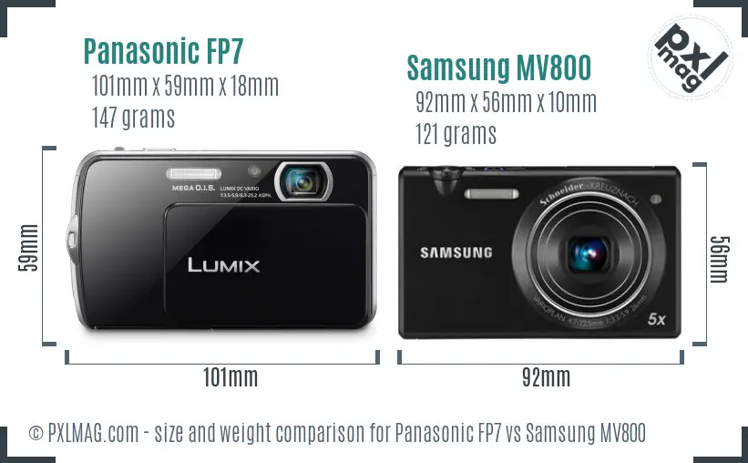 Panasonic FP7 vs Samsung MV800 size comparison