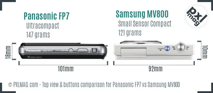 Panasonic FP7 vs Samsung MV800 top view buttons comparison