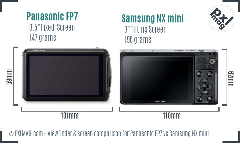 Panasonic FP7 vs Samsung NX mini Screen and Viewfinder comparison