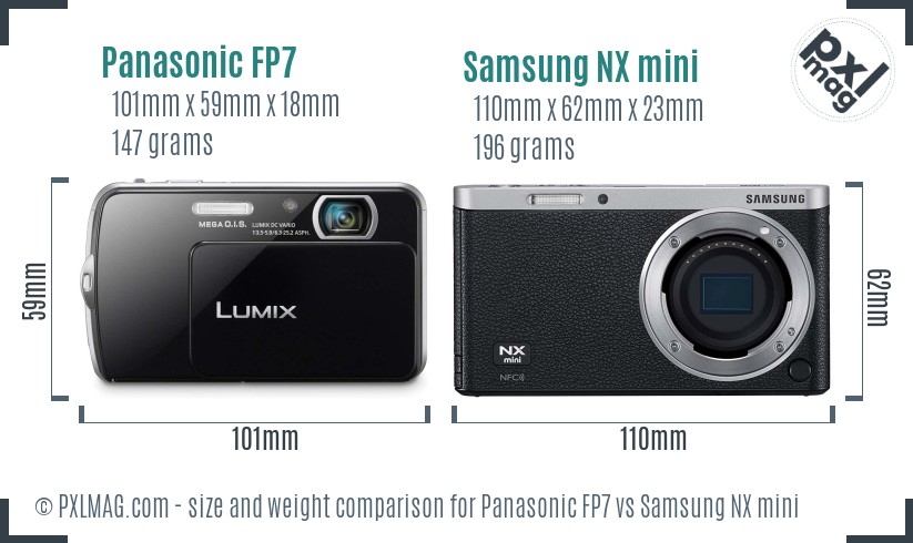 Panasonic FP7 vs Samsung NX mini size comparison