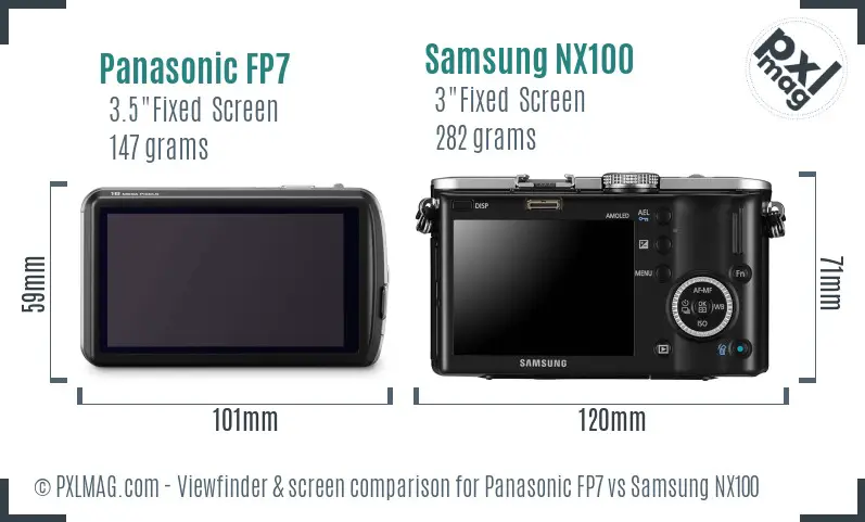 Panasonic FP7 vs Samsung NX100 Screen and Viewfinder comparison