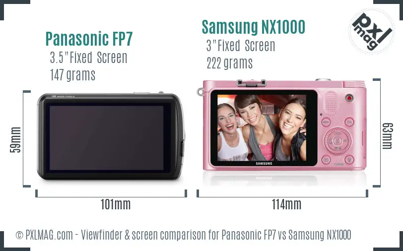 Panasonic FP7 vs Samsung NX1000 Screen and Viewfinder comparison Panasonic FP7 vs Samsung NX1000 Screen and Viewfinder comparison