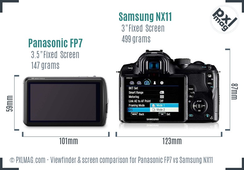 Panasonic FP7 vs Samsung NX11 Screen and Viewfinder comparison