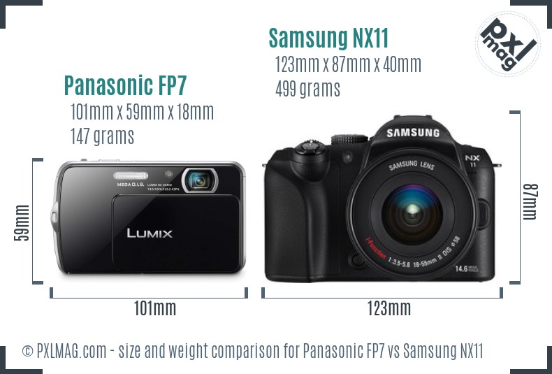 Panasonic FP7 vs Samsung NX11 size comparison Panasonic FP7 vs Samsung NX11 size comparison