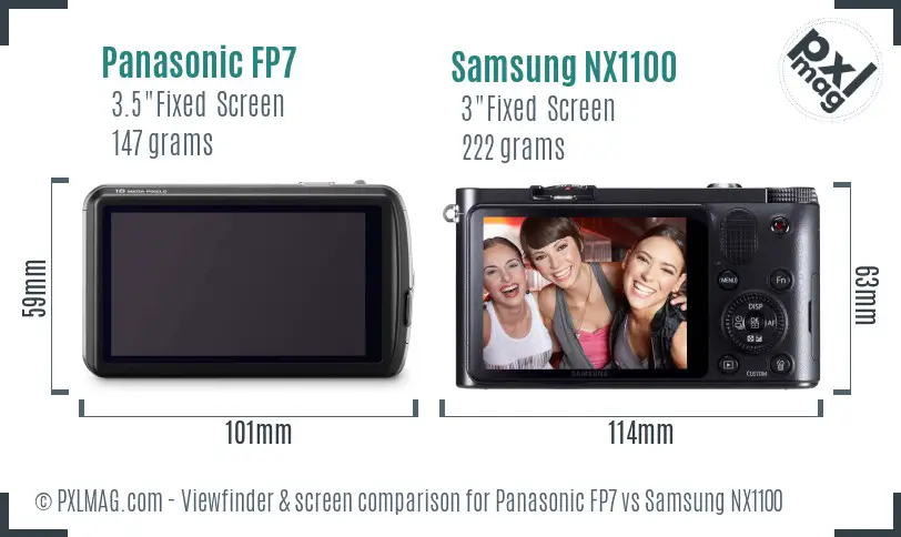 Panasonic FP7 vs Samsung NX1100 Screen and Viewfinder comparison