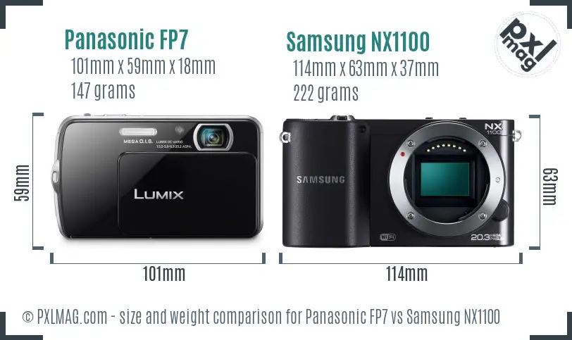 Panasonic FP7 vs Samsung NX1100 size comparison