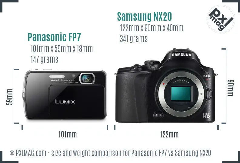 Panasonic FP7 vs Samsung NX20 size comparison