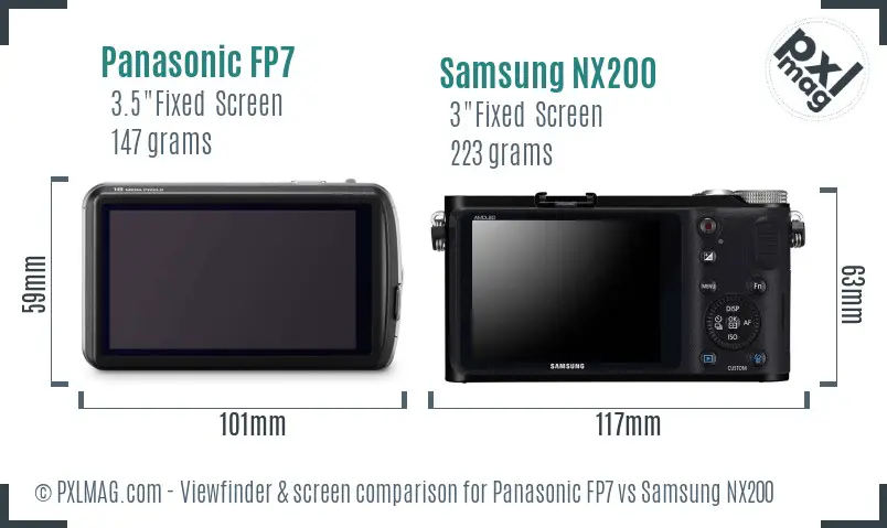 Panasonic FP7 vs Samsung NX200 Screen and Viewfinder comparison Panasonic FP7 vs Samsung NX200 Screen and Viewfinder comparison