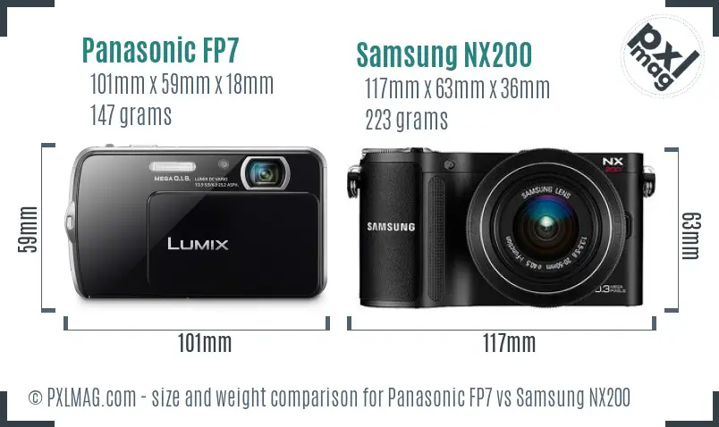 Panasonic FP7 vs Samsung NX200 size comparison Panasonic FP7 vs Samsung NX200 size comparison