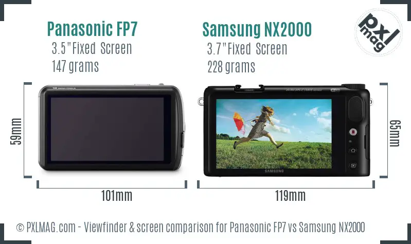 Panasonic FP7 vs Samsung NX2000 Screen and Viewfinder comparison