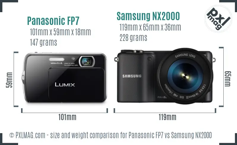 Panasonic FP7 vs Samsung NX2000 size comparison