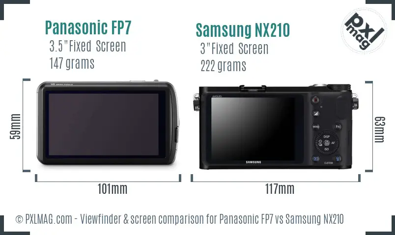 Panasonic FP7 vs Samsung NX210 Screen and Viewfinder comparison
