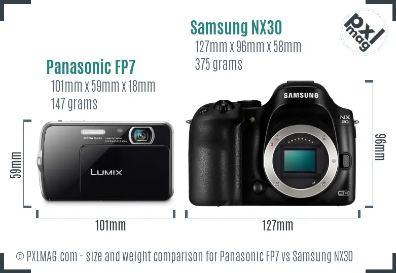 Panasonic FP7 vs Samsung NX30 size comparison Panasonic FP7 vs Samsung NX30 size comparison