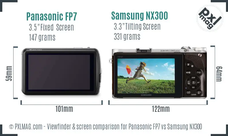 Panasonic FP7 vs Samsung NX300 Screen and Viewfinder comparison