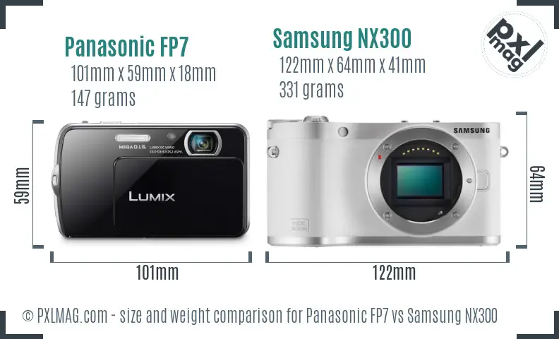 Panasonic FP7 vs Samsung NX300 size comparison