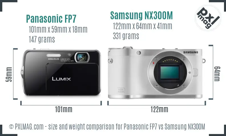 Panasonic FP7 vs Samsung NX300M size comparison