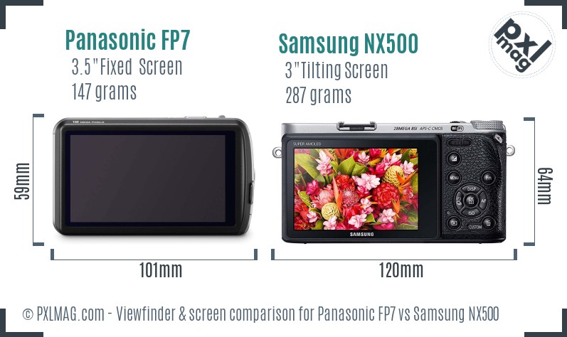 Panasonic FP7 vs Samsung NX500 Screen and Viewfinder comparison