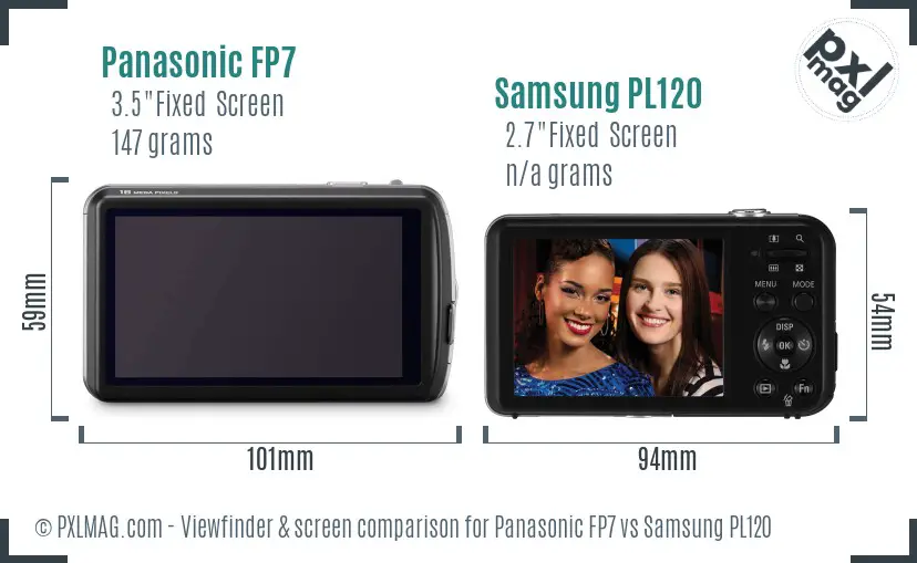Panasonic FP7 vs Samsung PL120 Screen and Viewfinder comparison