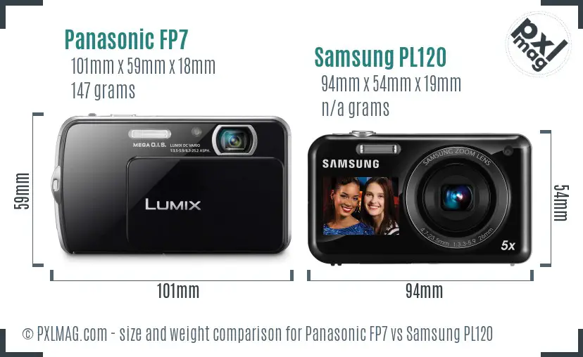 Panasonic FP7 vs Samsung PL120 size comparison